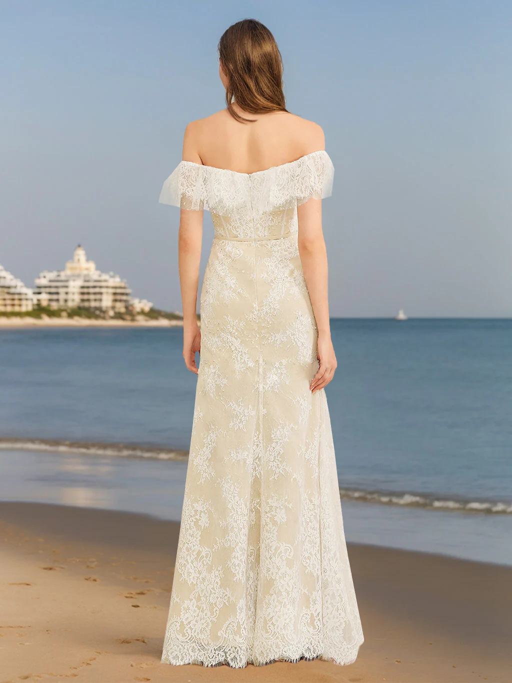A-Line/Princess Off-the-Shoulder Sweetheart Floor-Length Wedding Dress with Appliques - Image 2