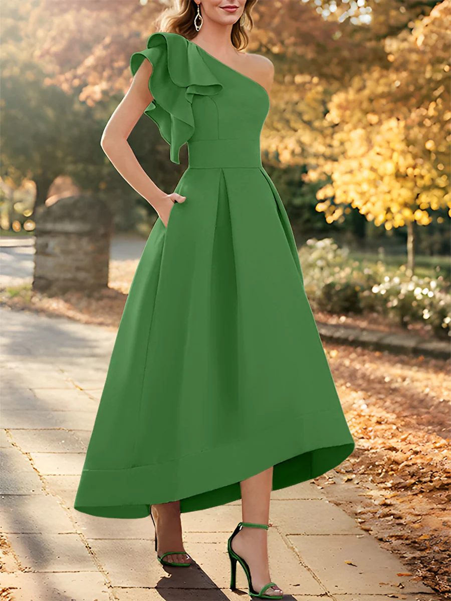 A-Line/Princess One-Shoulder Sleeveless Asymmetrical Mother of the Bride Dresses with Ruffles - Image 38