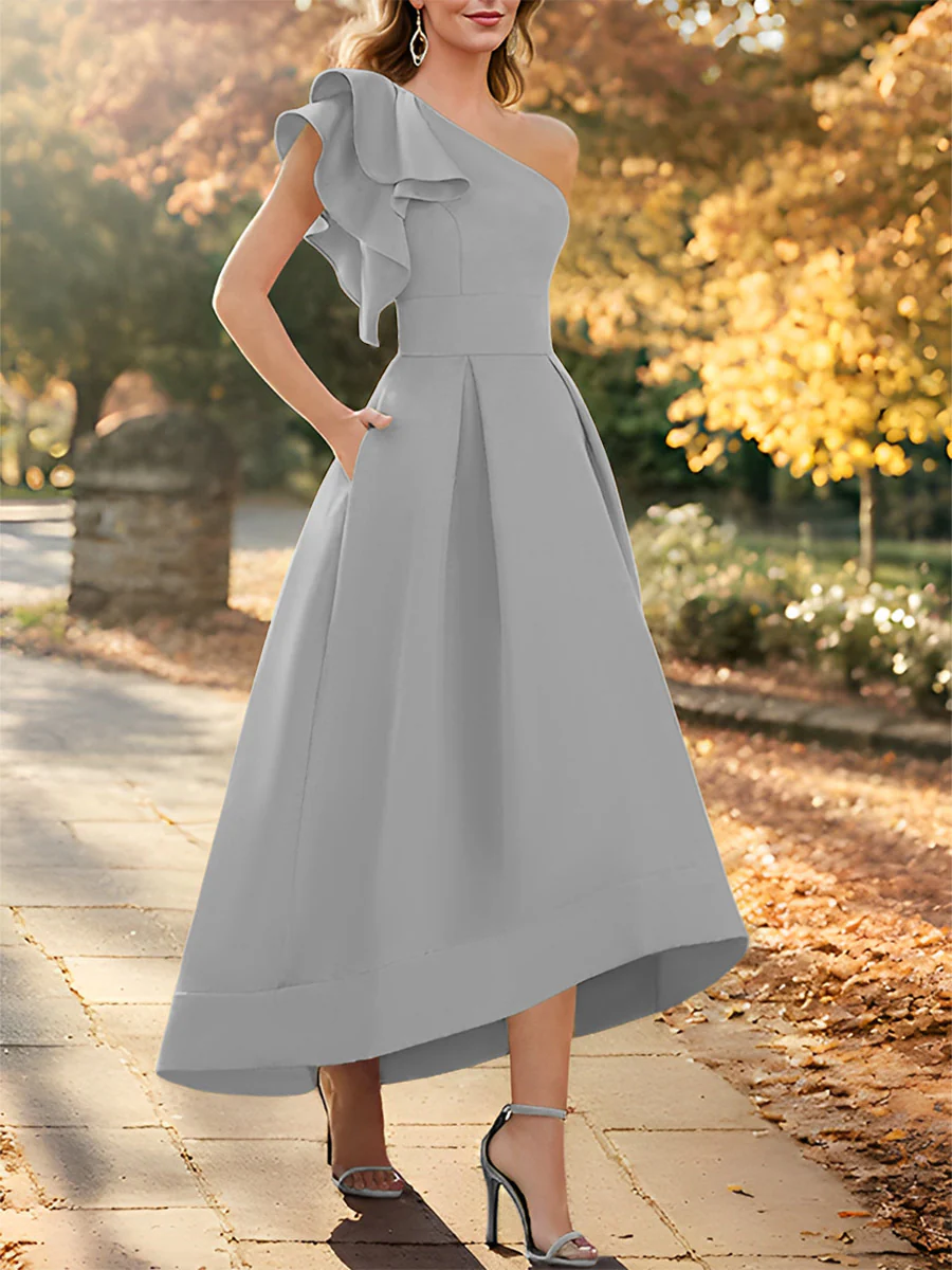 A-Line/Princess One-Shoulder Sleeveless Asymmetrical Mother of the Bride Dresses with Ruffles - Image 48