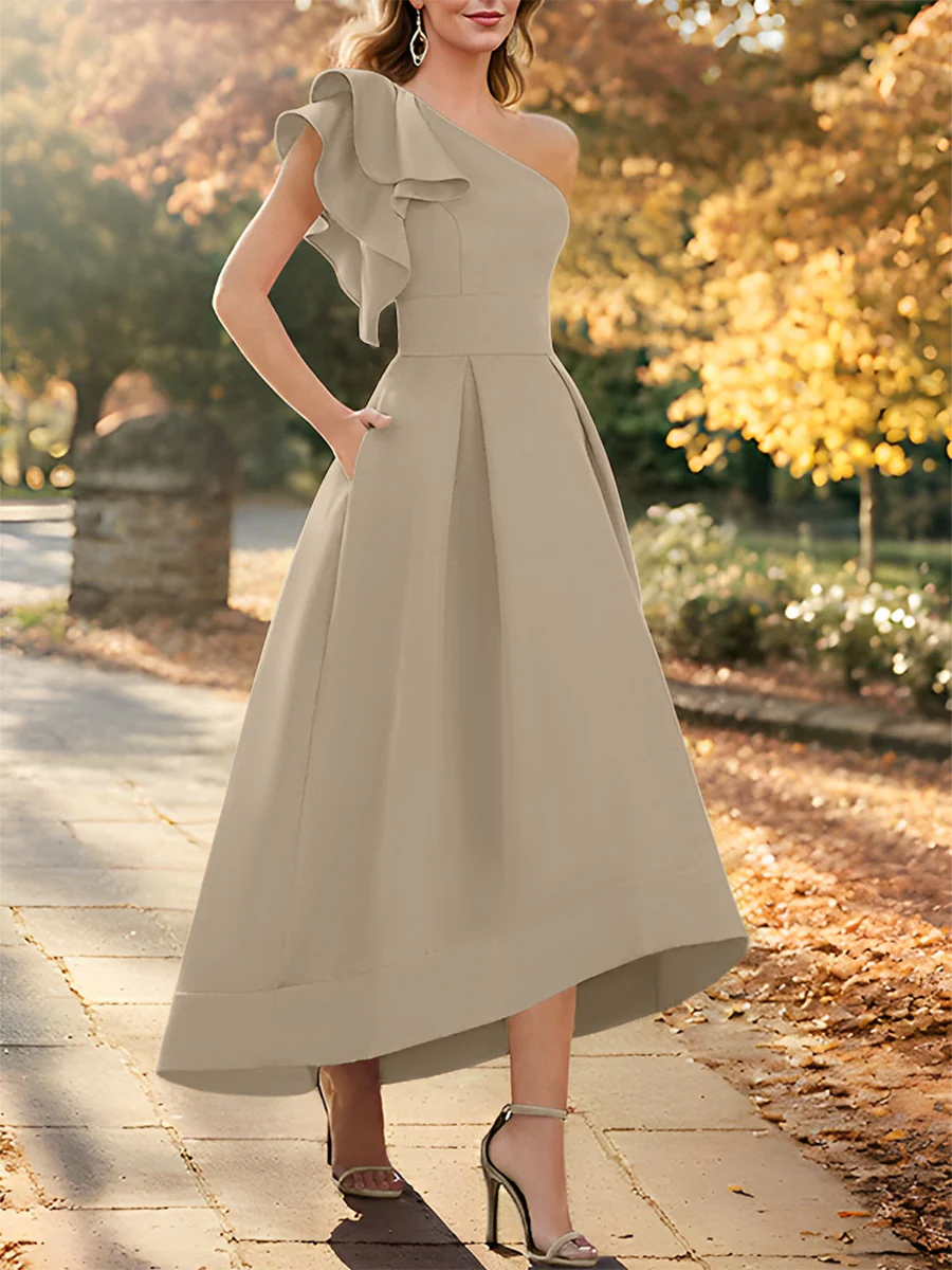 A-Line/Princess One-Shoulder Sleeveless Asymmetrical Mother of the Bride Dresses with Ruffles - Image 53