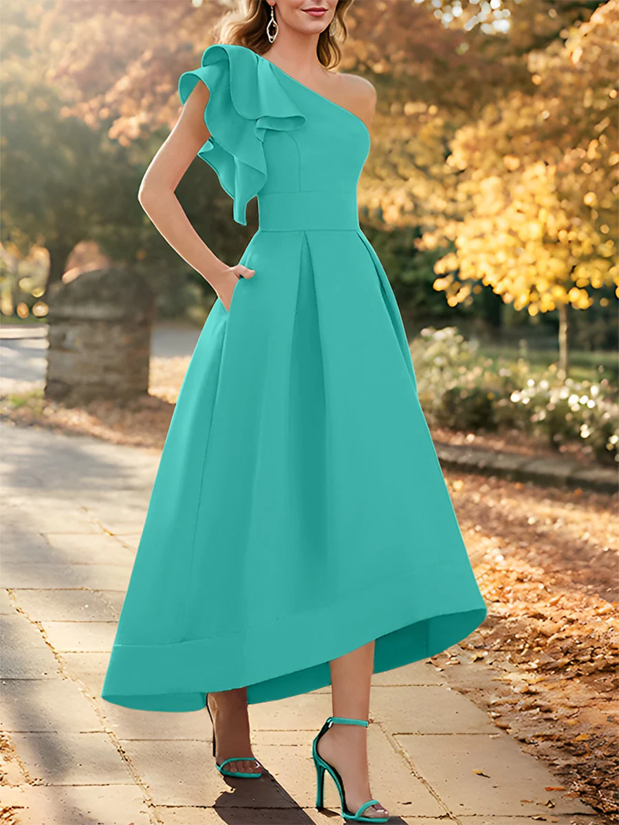 A-Line/Princess One-Shoulder Sleeveless Asymmetrical Mother of the Bride Dresses with Ruffles - Image 55