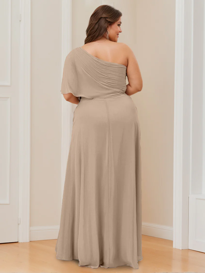 A-Line/Princess One-Shoulder Floor-Length Bridesmaid Dresses with Split Side - Image 4