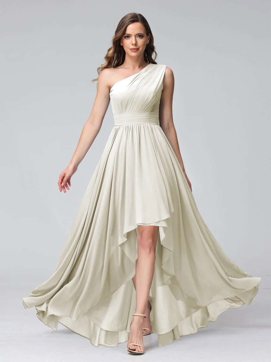 A-Line/Princess One-Shoulder Sleeveless Asymmetrical Bridemaid Dresses with Pockets - Image 21