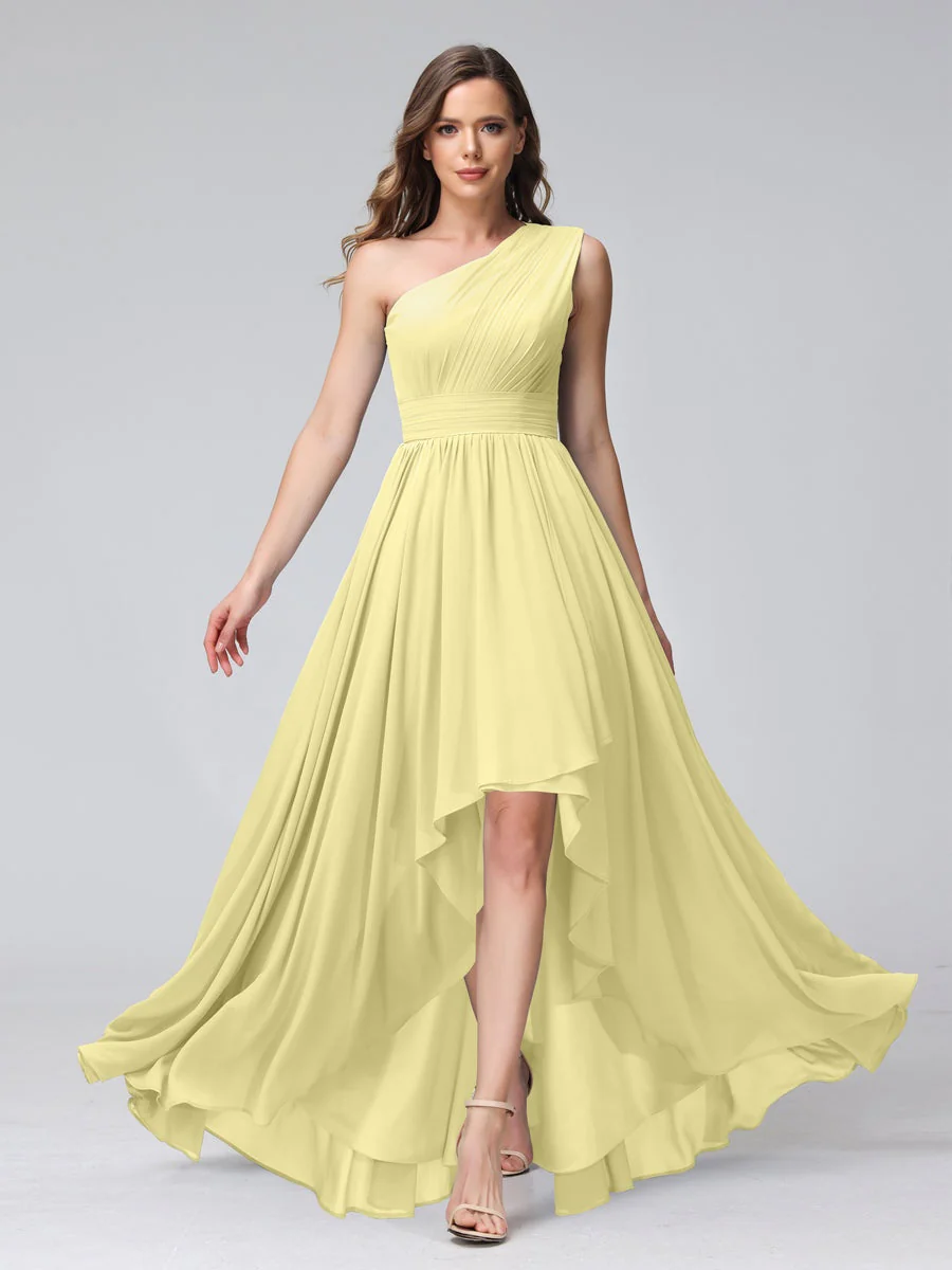 A-Line/Princess One-Shoulder Sleeveless Asymmetrical Bridemaid Dresses with Pockets - Image 69