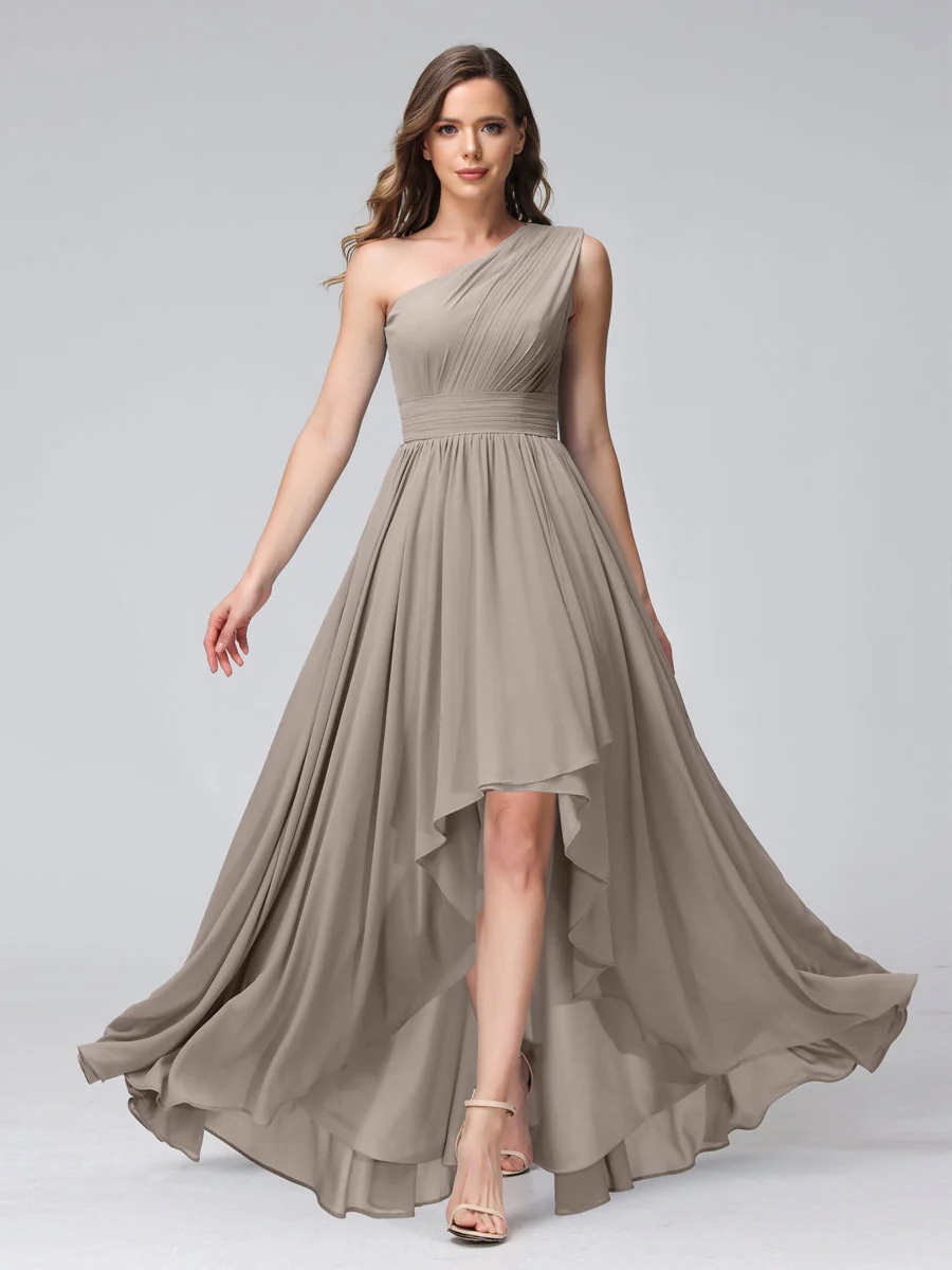 A-Line/Princess One-Shoulder Sleeveless Asymmetrical Bridemaid Dresses with Pockets - Image 73
