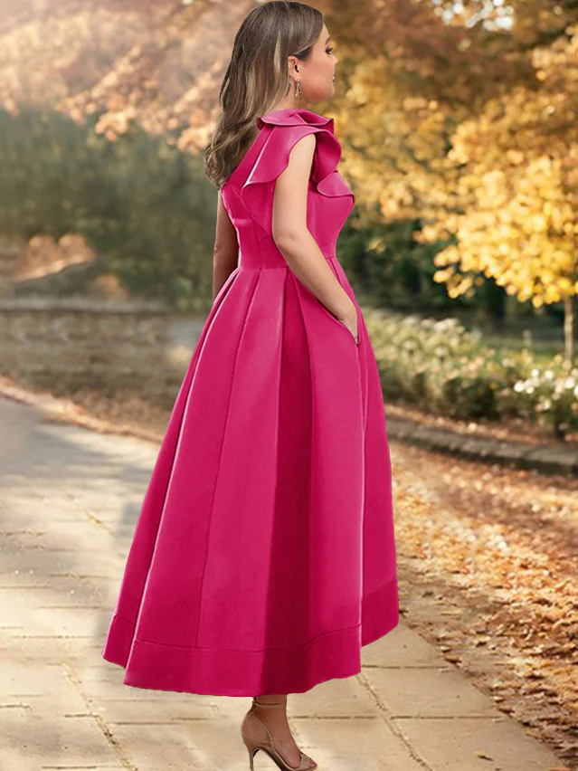 A-Line/Princess One-Shoulder Sleeveless Asymmetrical Mother of the Bride Dresses with Ruffles - Image 4