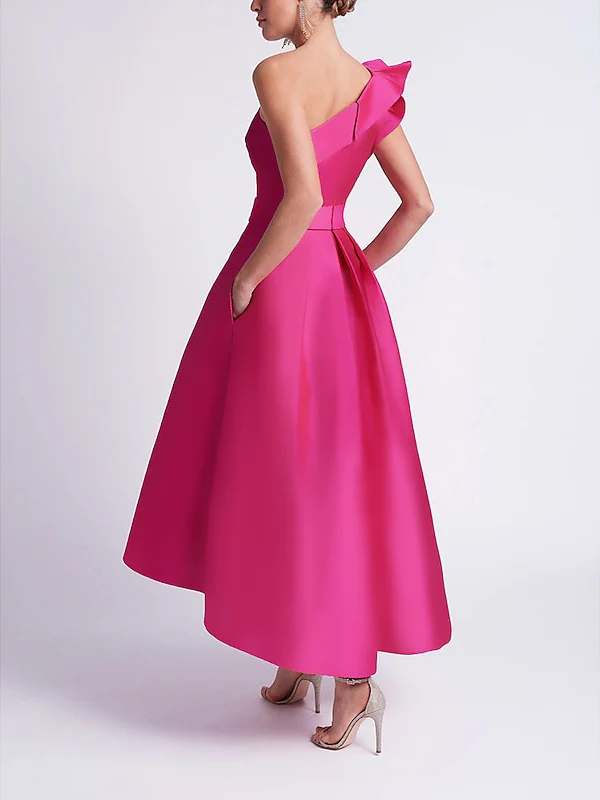A-Line/Princess One Shoulder Sleeveless Cocktail Dresses with Pocket - Image 2