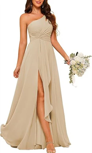 A-Line/Princess One-Shoulder Sleeveless Floor-Length Bridesmaid Dress with Split Side - Image 10