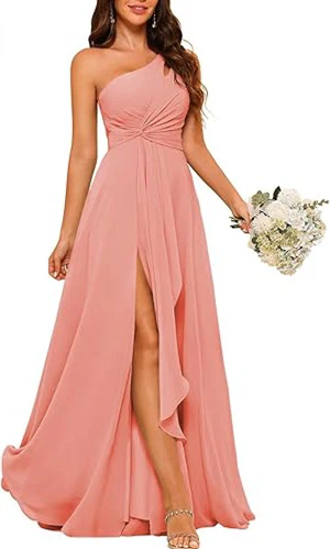 A-Line/Princess One-Shoulder Sleeveless Floor-Length Bridesmaid Dress with Split Side - Image 11