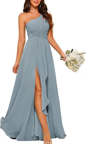 A-Line/Princess One-Shoulder Sleeveless Floor-Length Bridesmaid Dress with Split Side - Image 12