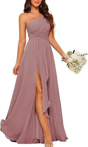 A-Line/Princess One-Shoulder Sleeveless Floor-Length Bridesmaid Dress with Split Side - Image 13