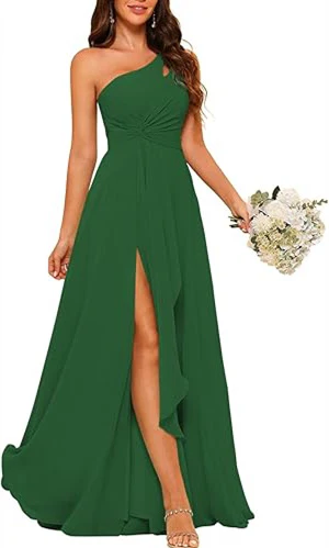 A-Line/Princess One-Shoulder Sleeveless Floor-Length Bridesmaid Dress with Split Side - Image 17