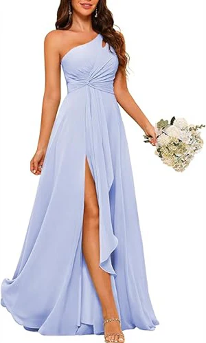 A-Line/Princess One-Shoulder Sleeveless Floor-Length Bridesmaid Dress with Split Side - Image 21