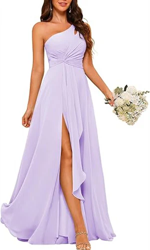 A-Line/Princess One-Shoulder Sleeveless Floor-Length Bridesmaid Dress with Split Side - Image 22