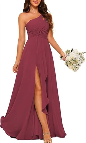 A-Line/Princess One-Shoulder Sleeveless Floor-Length Bridesmaid Dress with Split Side - Image 25