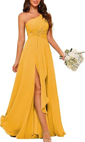 A-Line/Princess One-Shoulder Sleeveless Floor-Length Bridesmaid Dress with Split Side - Image 26