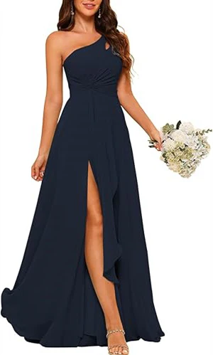 A-Line/Princess One-Shoulder Sleeveless Floor-Length Bridesmaid Dress with Split Side - Image 27