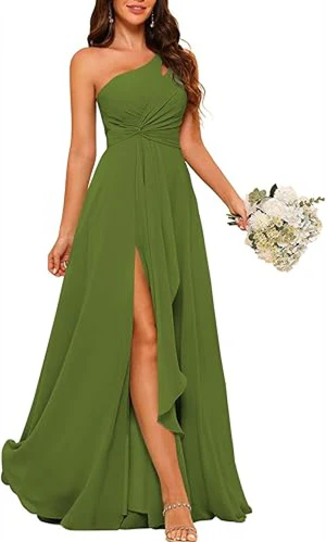 A-Line/Princess One-Shoulder Sleeveless Floor-Length Bridesmaid Dress with Split Side - Image 29