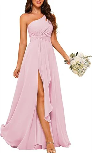 A-Line/Princess One-Shoulder Sleeveless Floor-Length Bridesmaid Dress with Split Side - Image 32