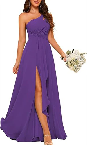 A-Line/Princess One-Shoulder Sleeveless Floor-Length Bridesmaid Dress with Split Side - Image 33