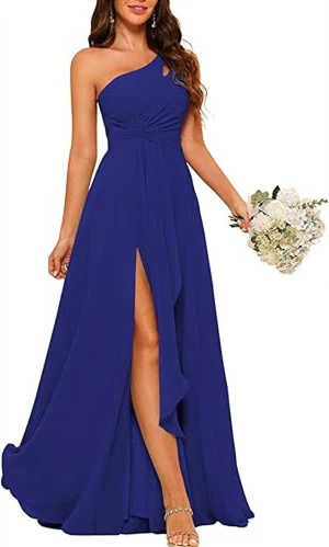 A-Line/Princess One-Shoulder Sleeveless Floor-Length Bridesmaid Dress with Split Side - Image 35