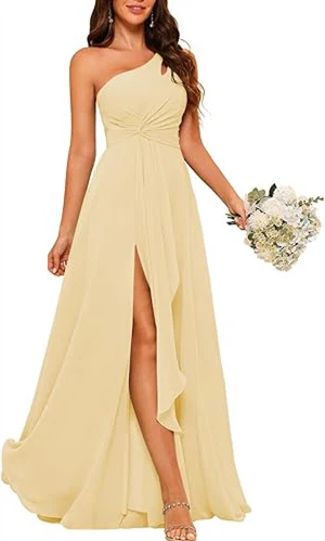 A-Line/Princess One-Shoulder Sleeveless Floor-Length Bridesmaid Dress with Split Side - Image 45