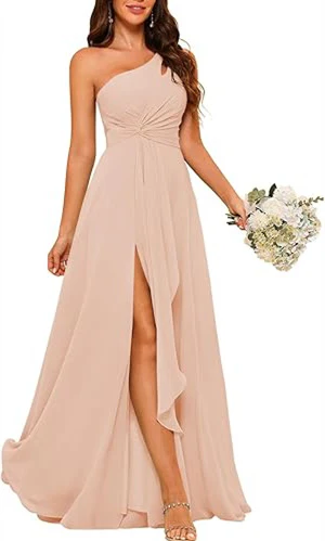 A-Line/Princess One-Shoulder Sleeveless Floor-Length Bridesmaid Dress with Split Side - Image 5