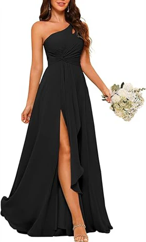 A-Line/Princess One-Shoulder Sleeveless Floor-Length Bridesmaid Dress with Split Side - Image 6