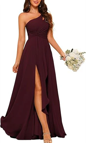 A-Line/Princess One-Shoulder Sleeveless Floor-Length Bridesmaid Dress with Split Side - Image 7