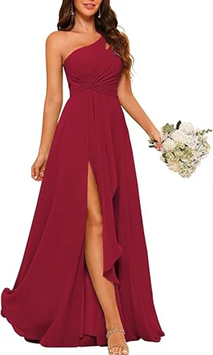 A-Line/Princess One-Shoulder Sleeveless Floor-Length Bridesmaid Dress with Split Side - Image 8