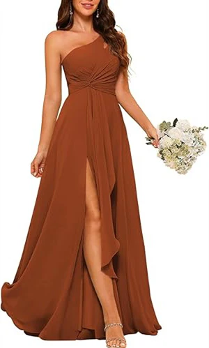 A-Line/Princess One-Shoulder Sleeveless Floor-Length Bridesmaid Dress with Split Side - Image 9
