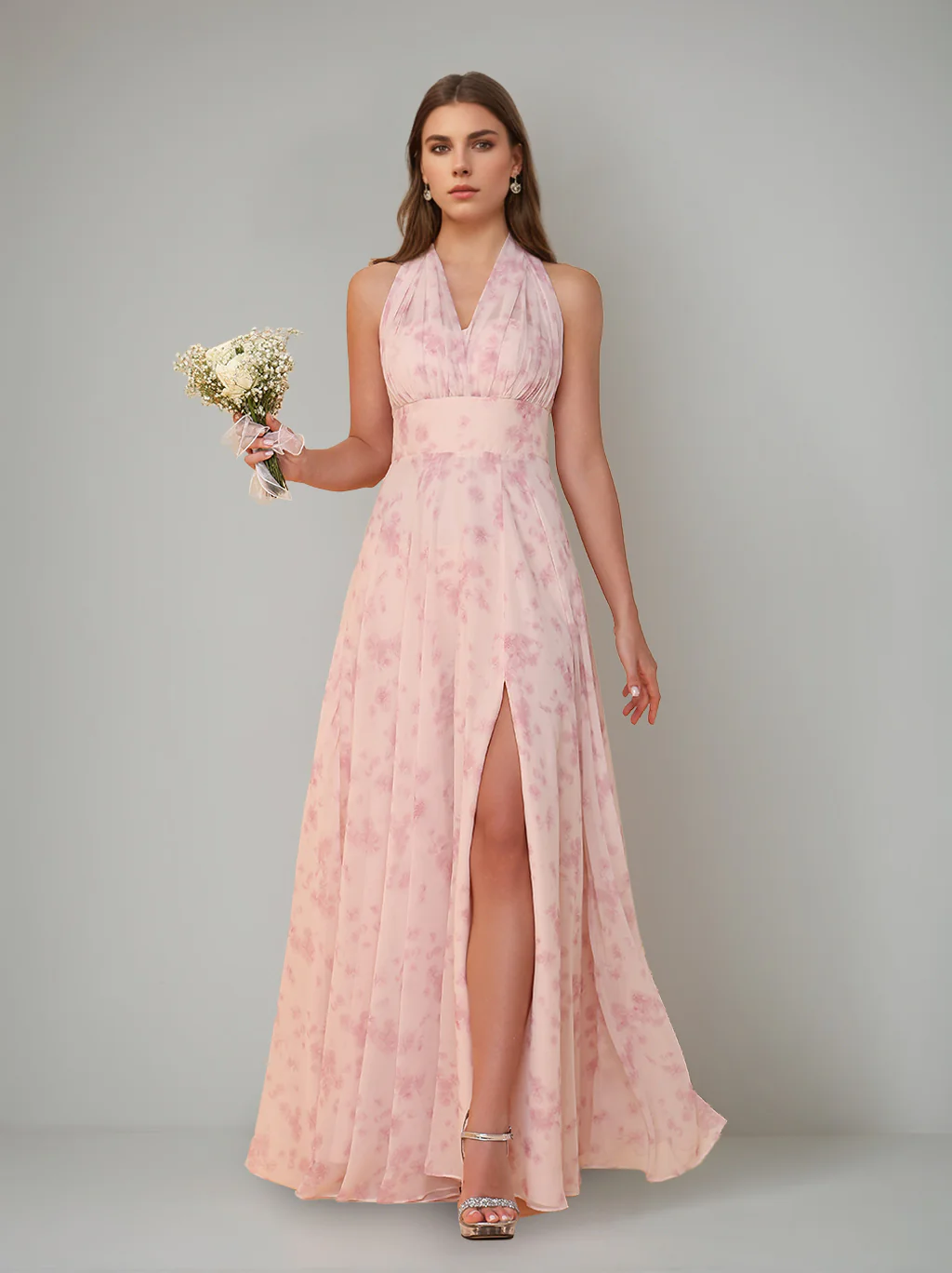 A-Line/Princess One-Shoulder Sleeveless Floor-Length Bridesmaid Dresses with Split Side & Pleated - Image 3