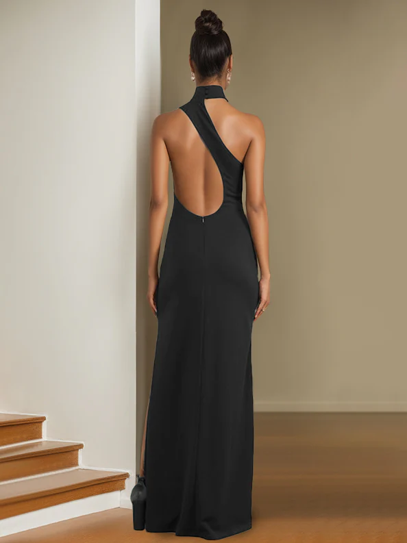 A-Line/Princess One-Shoulder Sleeveless Floor-Length Evening Dresses with Split Side - Image 2
