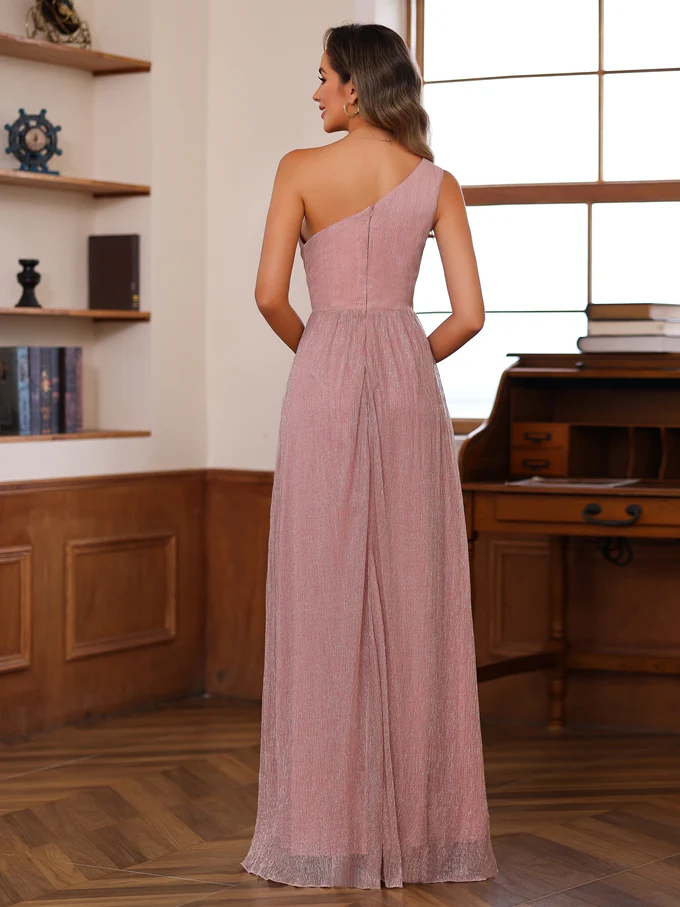 A-Line/Princess One-Shoulder Sleeveless Floor-Length Mother of the Bride Dresses with Ruffles - Image 2