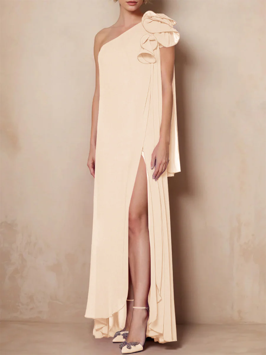 A-Line/Princess One-Shoulder Sleeveless Floor-Length Mother of the Bride Dresses with Split Side - Image 12