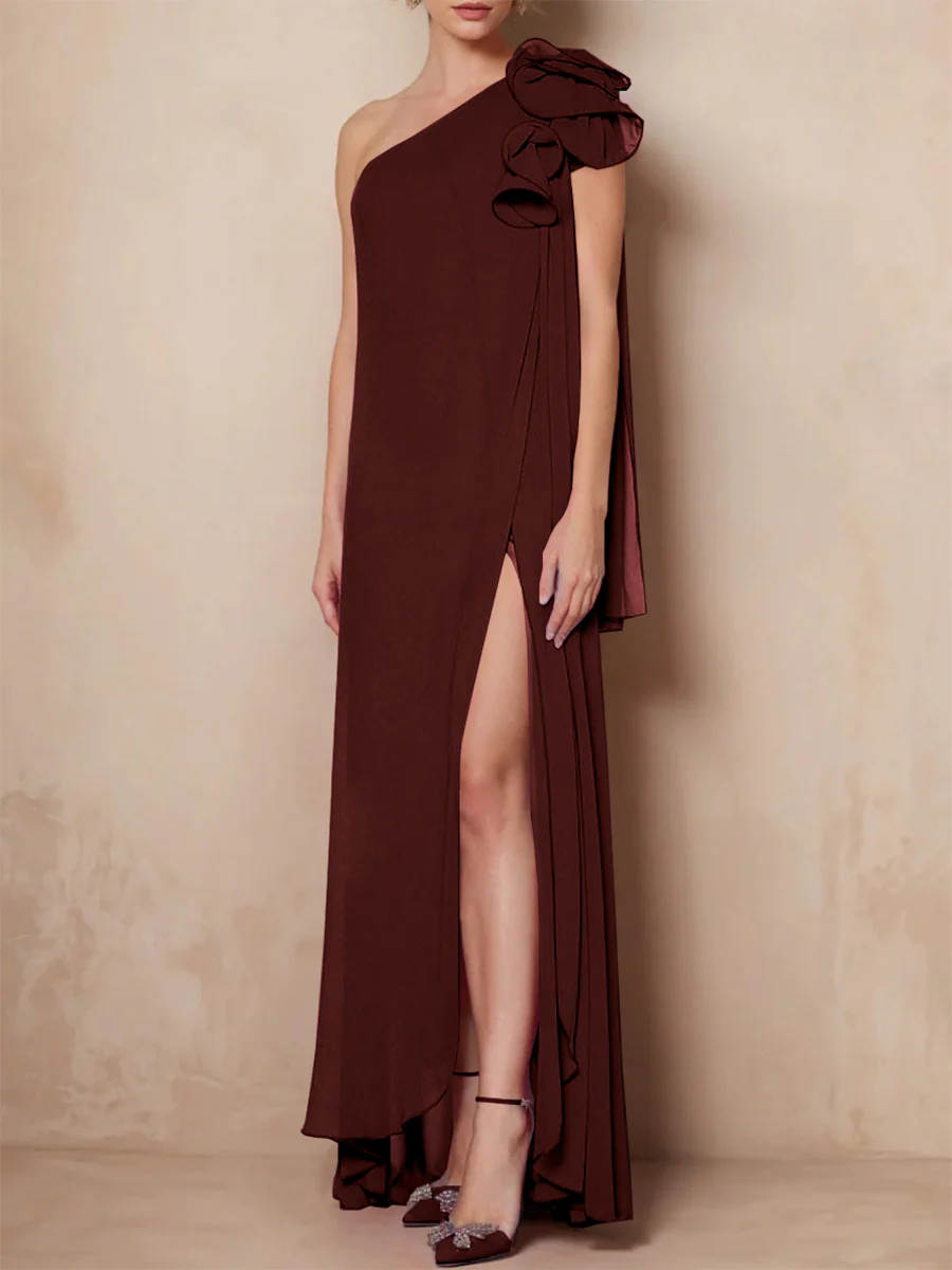 A-Line/Princess One-Shoulder Sleeveless Floor-Length Mother of the Bride Dresses with Split Side - Image 15
