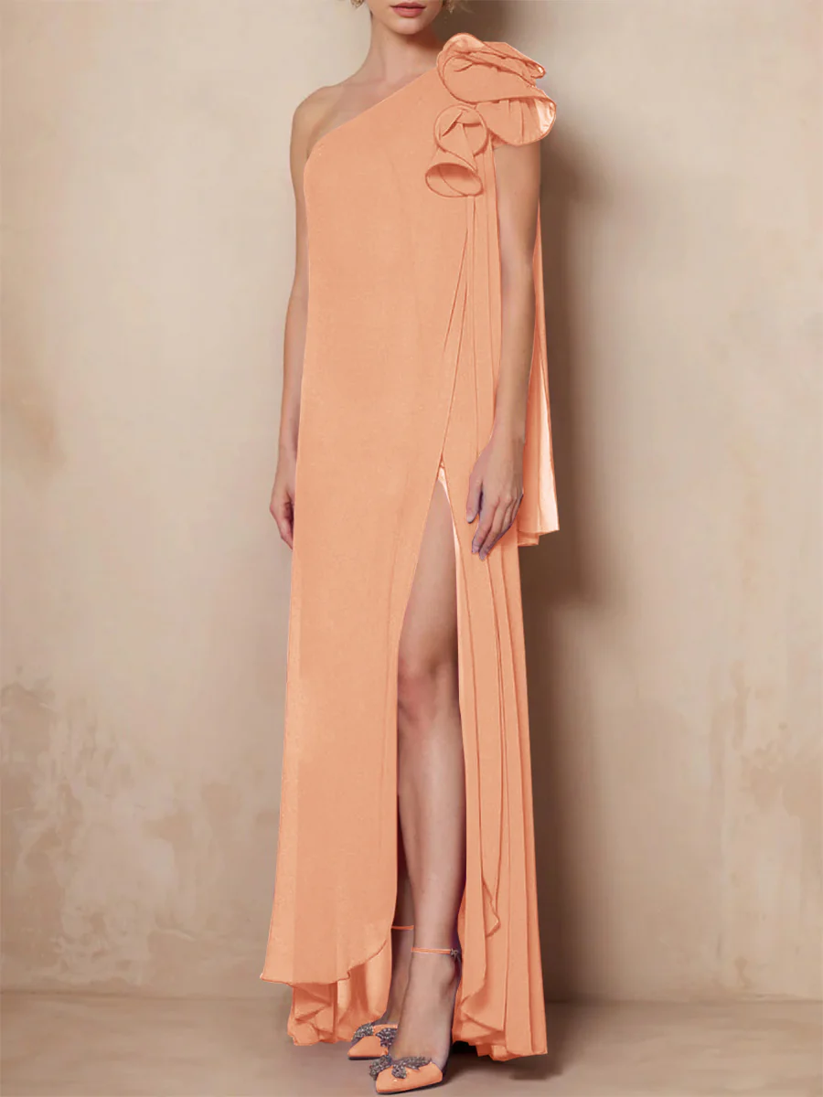 A-Line/Princess One-Shoulder Sleeveless Floor-Length Mother of the Bride Dresses with Split Side - Image 19