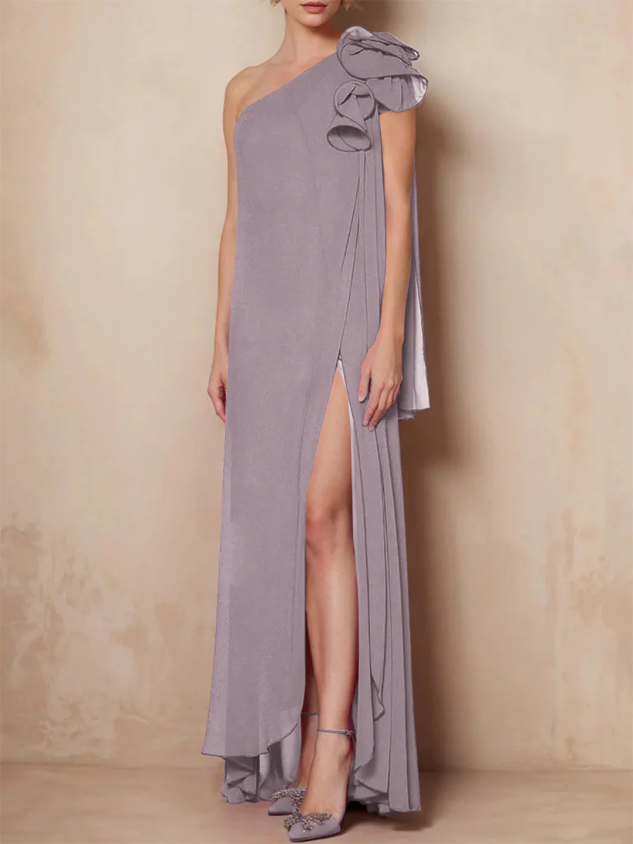 A-Line/Princess One-Shoulder Sleeveless Floor-Length Mother of the Bride Dresses with Split Side - Image 22