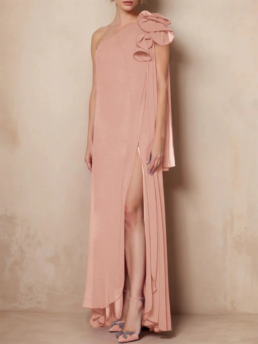 A-Line/Princess One-Shoulder Sleeveless Floor-Length Mother of the Bride Dresses with Split Side - Image 23