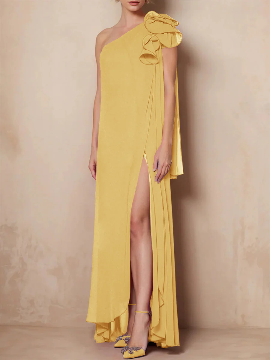 A-Line/Princess One-Shoulder Sleeveless Floor-Length Mother of the Bride Dresses with Split Side - Image 26