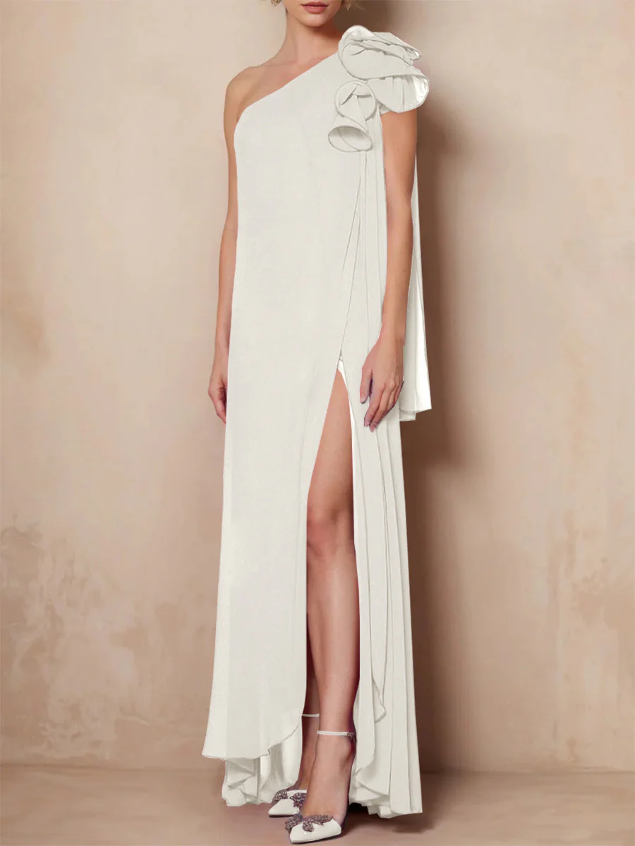A-Line/Princess One-Shoulder Sleeveless Floor-Length Mother of the Bride Dresses with Split Side - Image 29