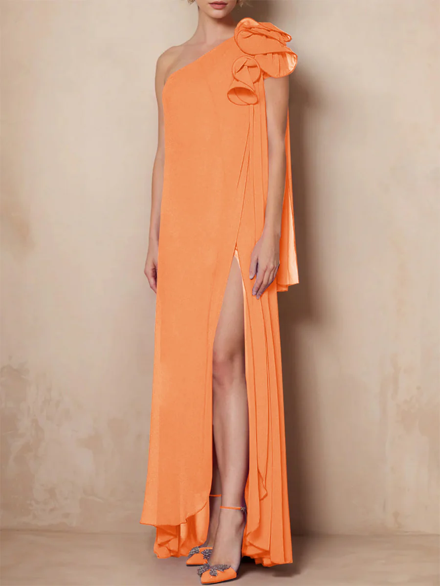 A-Line/Princess One-Shoulder Sleeveless Floor-Length Mother of the Bride Dresses with Split Side - Image 36