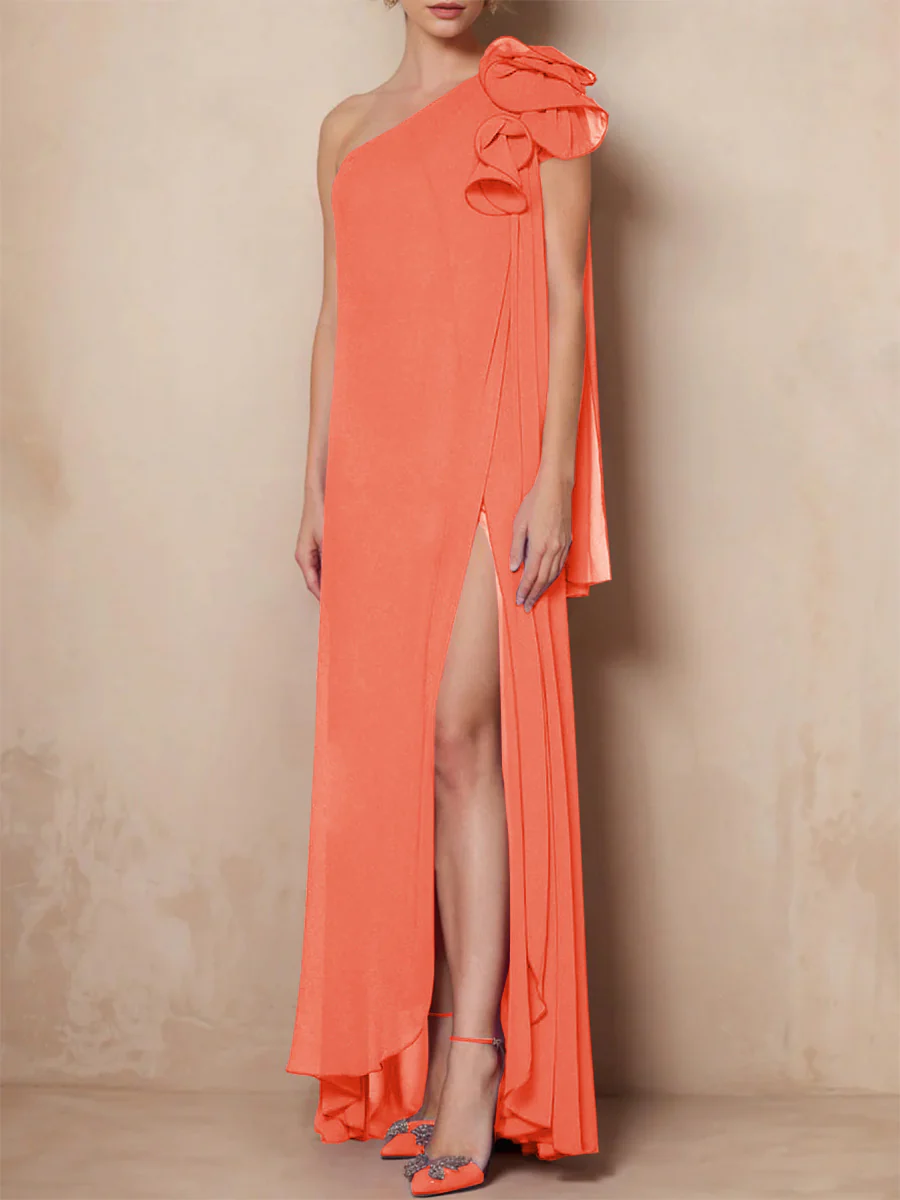 A-Line/Princess One-Shoulder Sleeveless Floor-Length Mother of the Bride Dresses with Split Side - Image 38