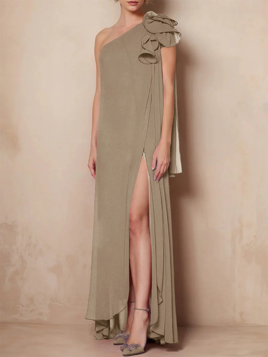 A-Line/Princess One-Shoulder Sleeveless Floor-Length Mother of the Bride Dresses with Split Side - Image 49