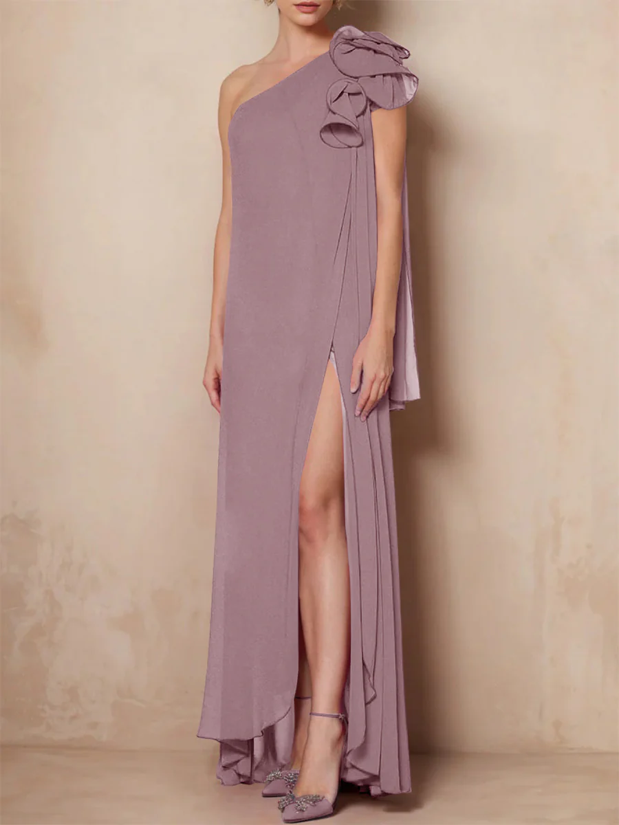 A-Line/Princess One-Shoulder Sleeveless Floor-Length Mother of the Bride Dresses with Split Side - Image 53