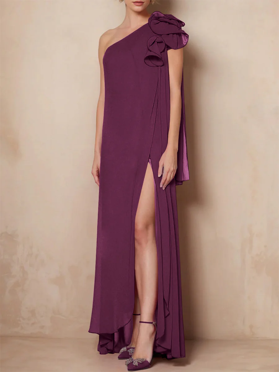 A-Line/Princess One-Shoulder Sleeveless Floor-Length Mother of the Bride Dresses with Split Side - Image 8