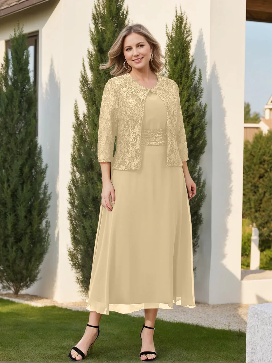 A-Line/Princess Plus Size Mother of the Bride Dresses with Applique & Jacket - Image 10