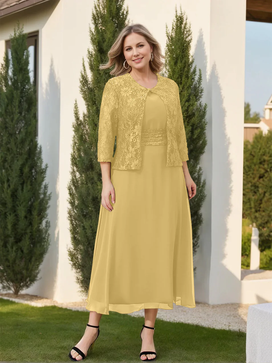 A-Line/Princess Plus Size Mother of the Bride Dresses with Applique & Jacket - Image 22