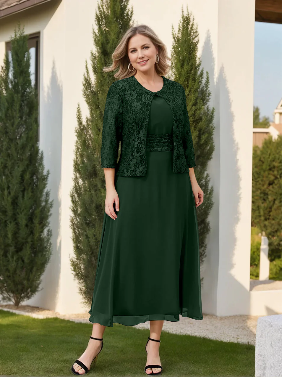 A-Line/Princess Plus Size Mother of the Bride Dresses with Applique & Jacket - Image 24