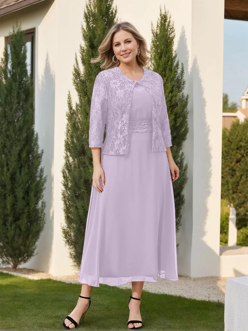 A-Line/Princess Plus Size Mother of the Bride Dresses with Applique & Jacket - Image 29